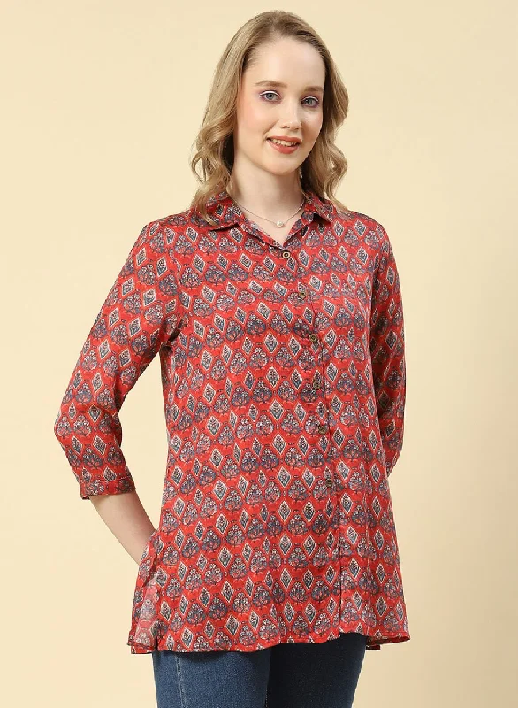 Women Red Printed Top Business