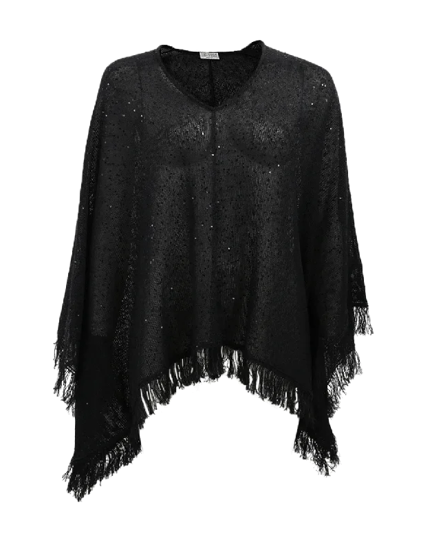 Fringe Poncho Earthy Women's Hemp - based