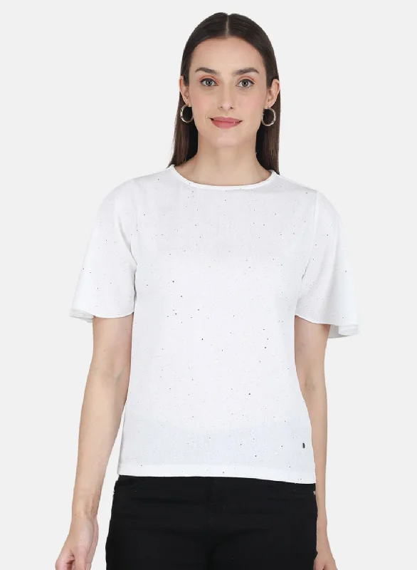 Women White Printed Top Earthy Women's 