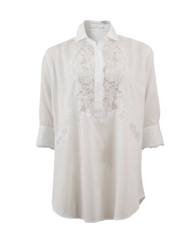 Lace Trim Tunic Top Classic Women's Tweed