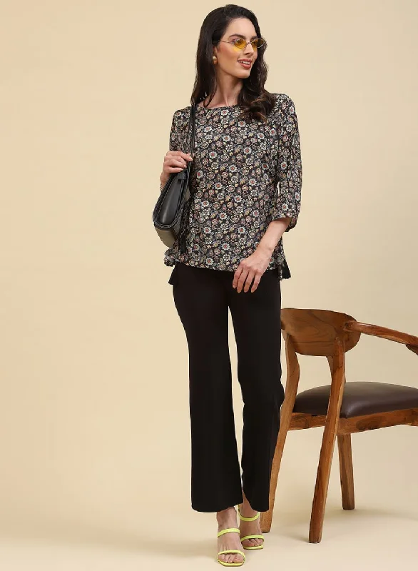 Women Black Printed Top Cool Women's Skate