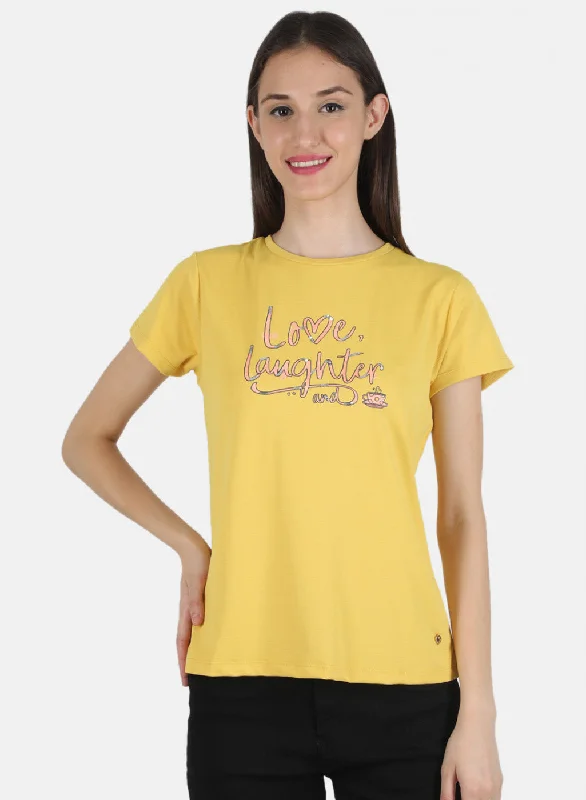 Women Mustard Printed Top Cool Women's Skate