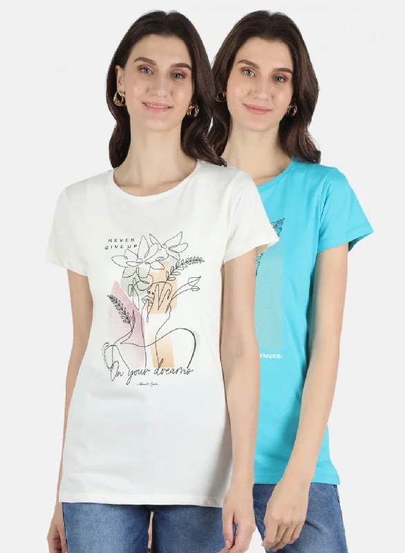 Women Cream & Blue Printed Top 2 PCs Feminine Women's Style 