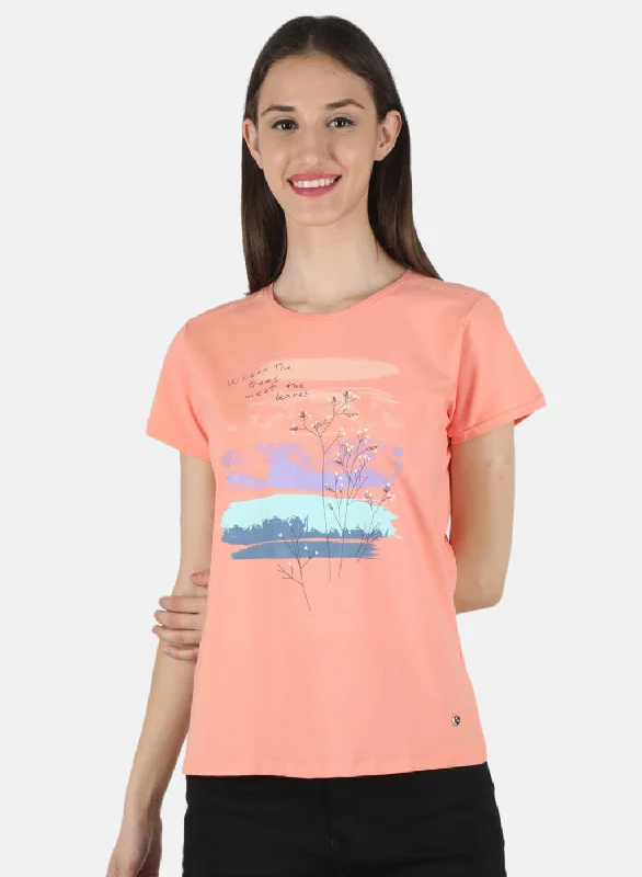 Women Peach Printed Top Cozy Women's Sherpa - lined