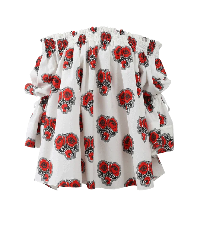 Off Shoulder Poppy Print Blouse Australian Beach