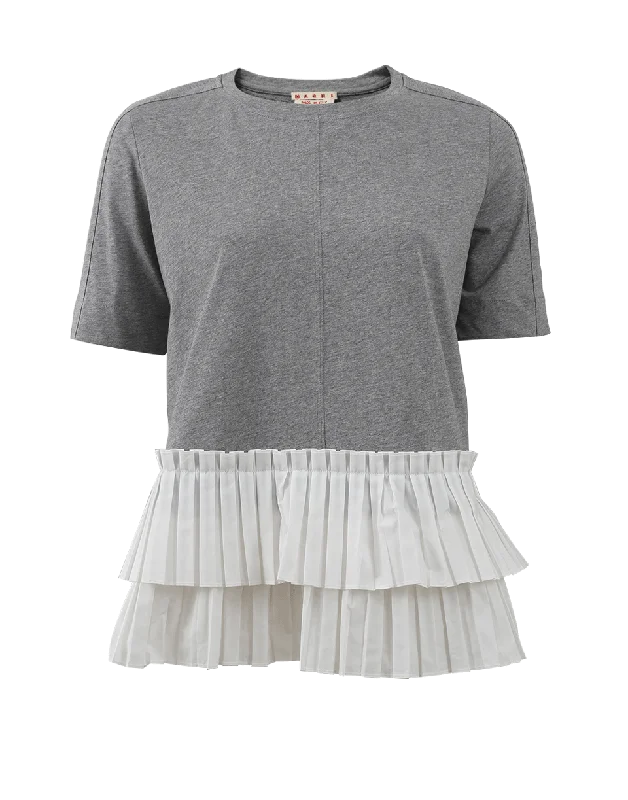 Pleated Hem Tee Unique Women's Upcycled