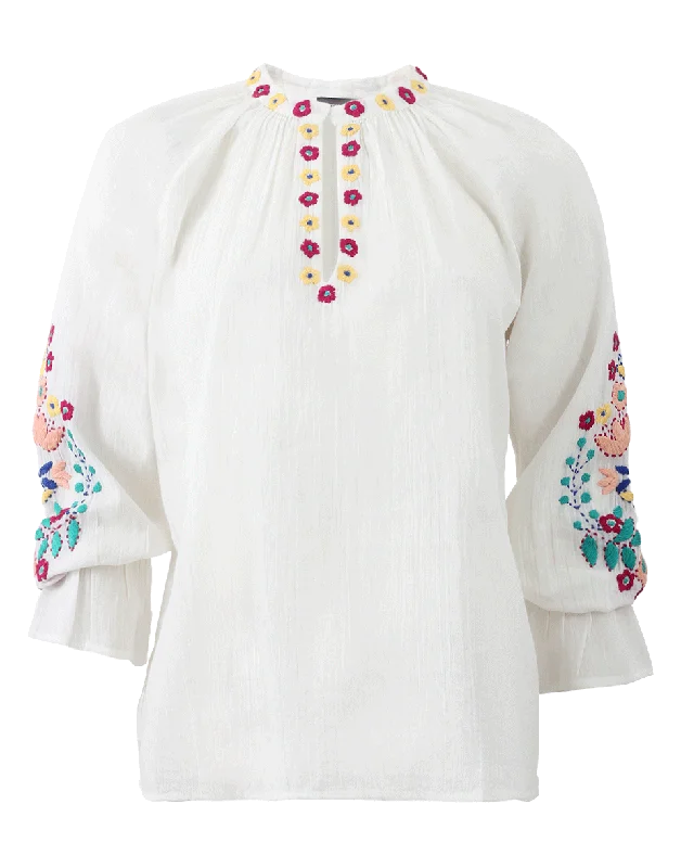 Embroidered Top Laid - back Women's Style