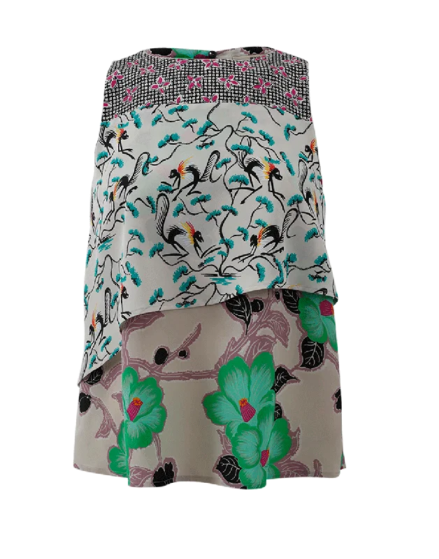 Printed Layered Top Casual Women's Loose - fitting