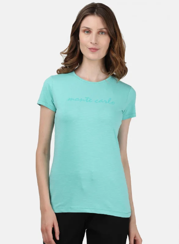 Womens Sea Green Printed Top Geometric