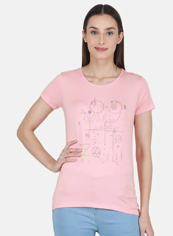 Women Peach Printed Top European