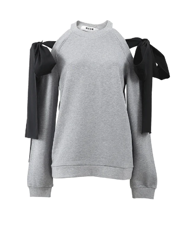Cold Shoulder Tie Sweatshirt Business
