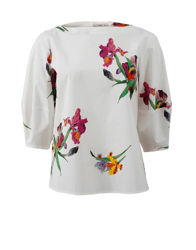 Floral Print Top Cool Women's Distressed