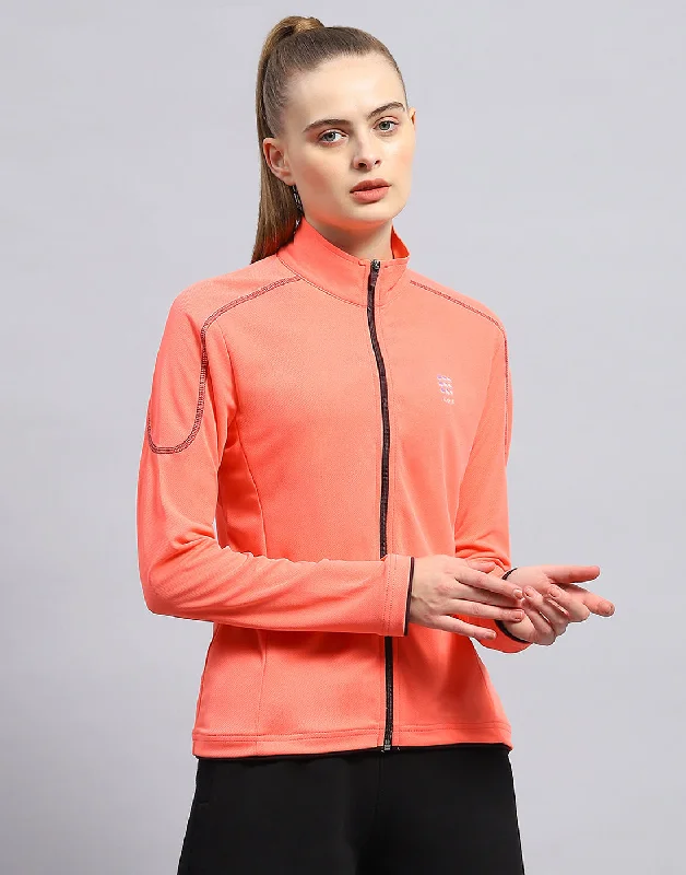 Women Coral Self Design Collar Full Sleeve Top Dynamic Women's Moto