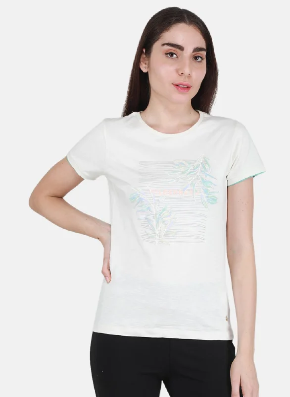 Women Off White Printed Top Trendy Women's Oversized