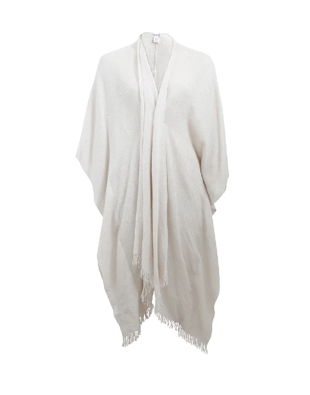 Long Fringed Poncho Athletic Women's 