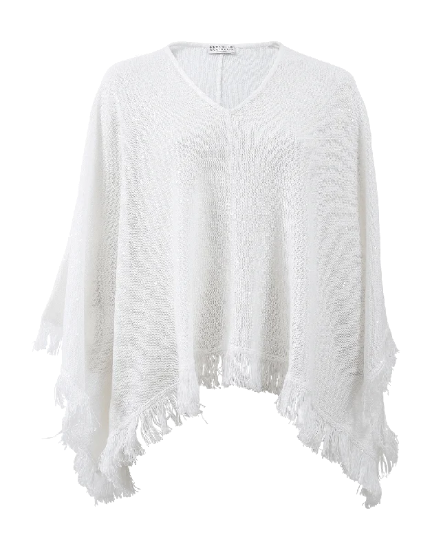 Fringe Bottom Poncho Dapper Women's Bow - adorned