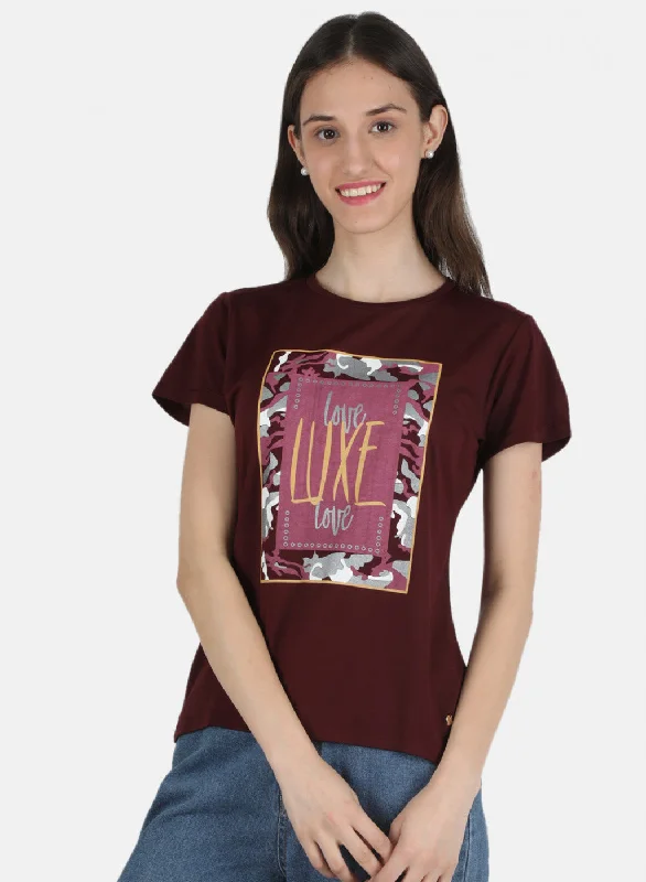 Women Maroon Printed Top Practical Women's Multi - 