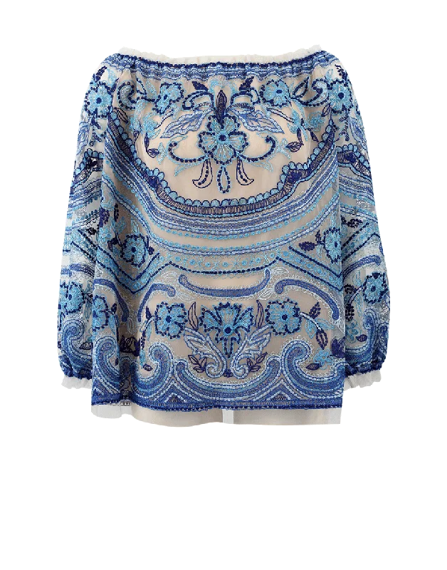 Embroidered Blouse Athletic Women's 