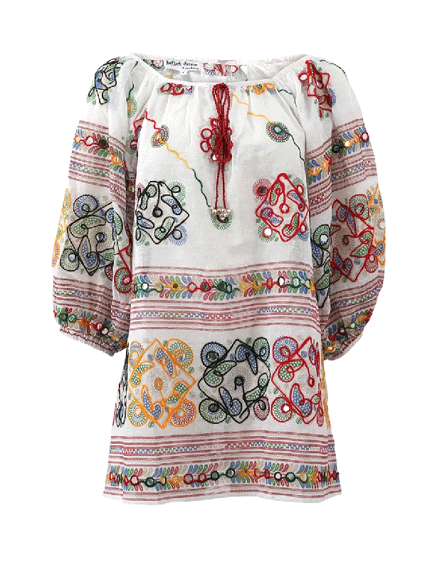 Tribal Boho Embroidered Blouse Country