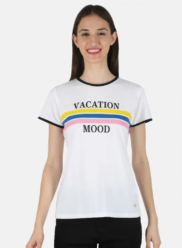 Women Off White Printed Top Refined Women's Classic 