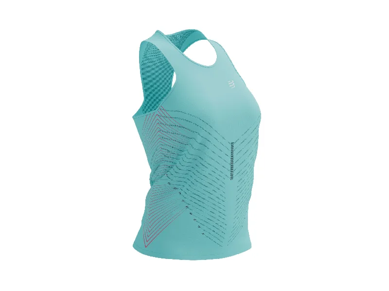 Compessport Women's Performance Singlet - Aqua/Hot Pink performance
