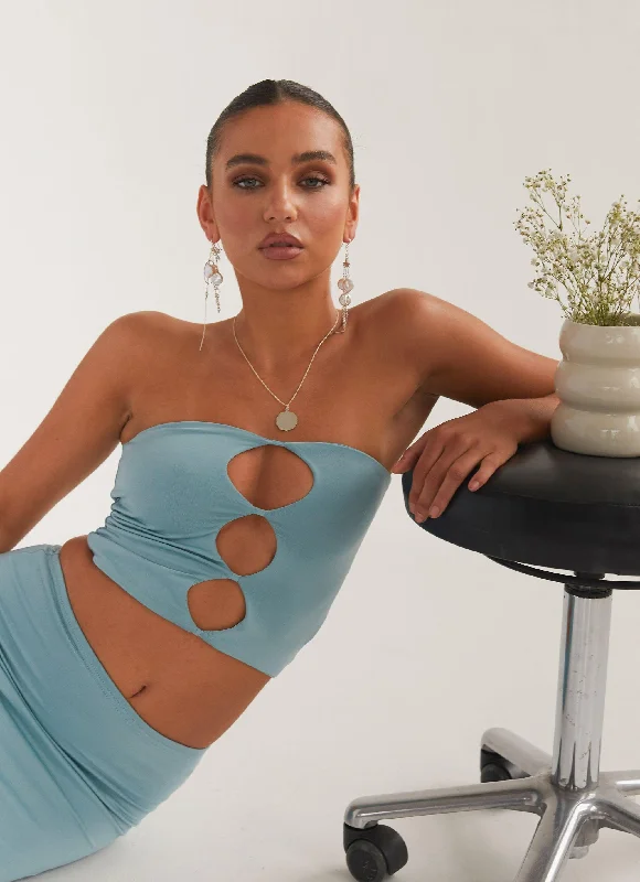 Organic Forms Tube Top - Antiqued Aqua Trendy Women's 