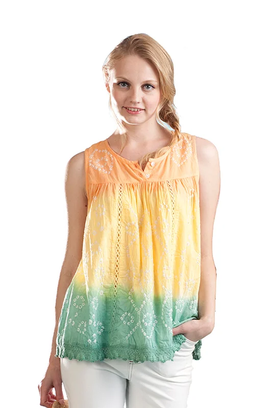 100% Cotton Ombre Tie Dyed Top Country