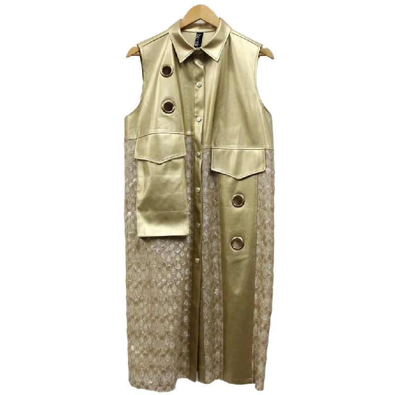 Light Golden Teardrop & Faux Leather Vest Feminine Women's Soft 