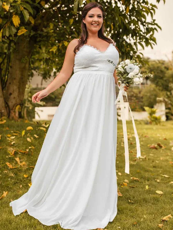 Plus Size Boho Beach Wedding Dress A-line Sleeveless Athletic Women's 