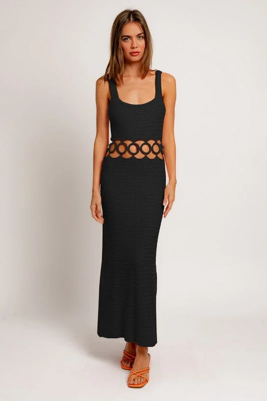 Bali Square Neck Sleeveless Crochet Midi Dress - Large - Final Sale Edgy Women's Punk