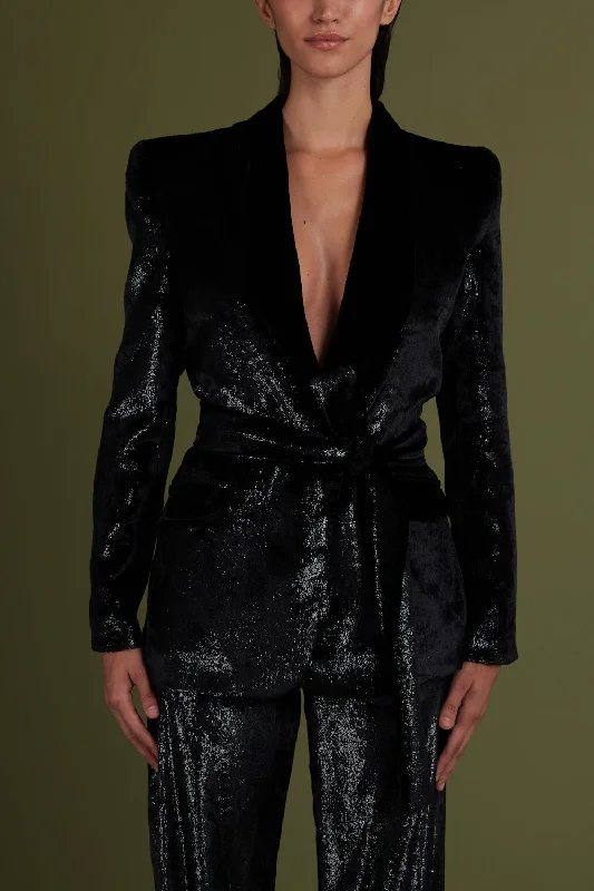 Blazer terciopelo negro Cozy Women's Sherpa - lined