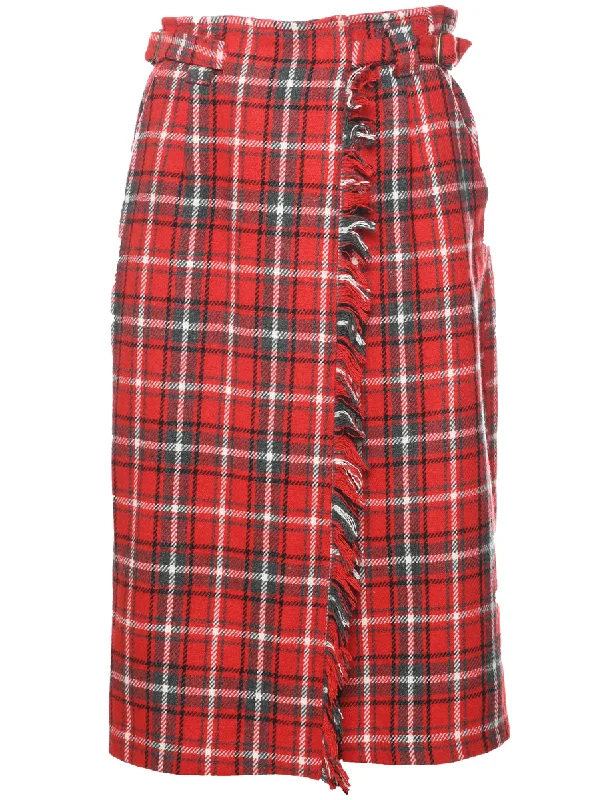 Checked Pencil Skirt - S Casual Women's Japanese 