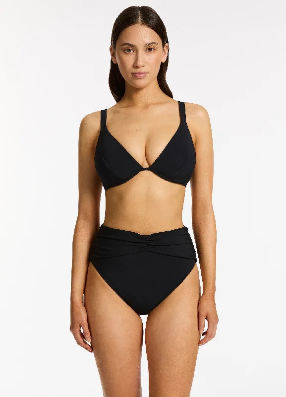 Jetset Underwire Triangle Bikini Top - Black Classic Women's Tweed