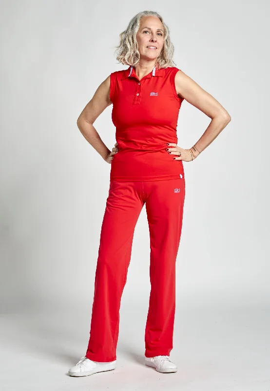 Tennis ärmelloses Poloshirt, rot Athletic Women's High - 