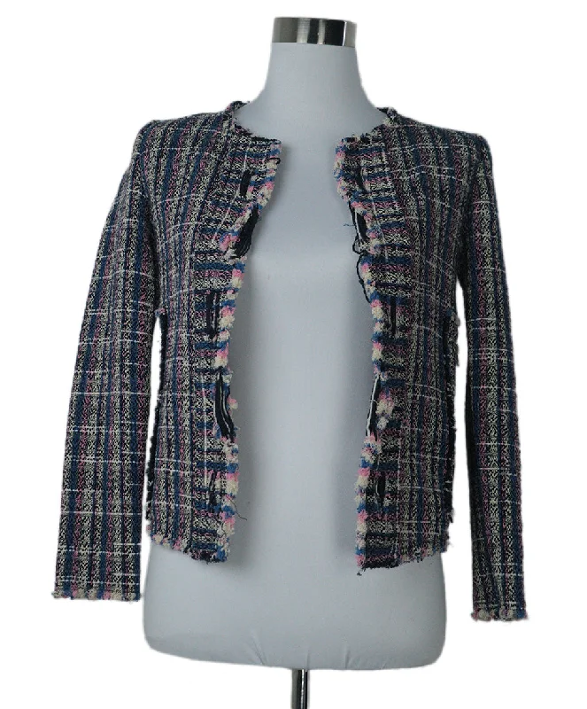 IRO Blue & Pink Cotton Jacket sz 2 Feminine Women's Soft 