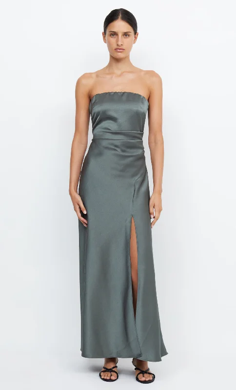 THE DREAMER STRAPLESS DRESS - DARK WILLOW Bold Women's Animal Print