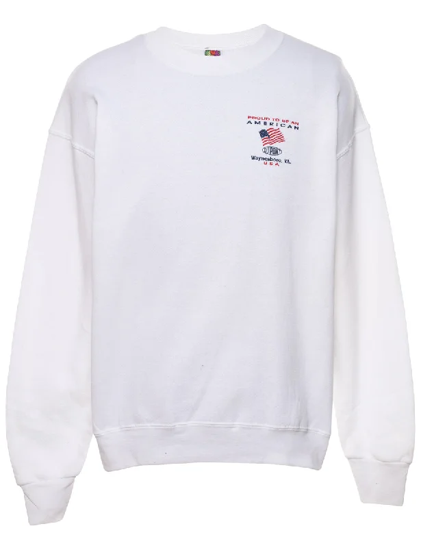Proud To Be An American Fruit Of The Loom Printed Sweatshirt - L British Gentlewoman Style
