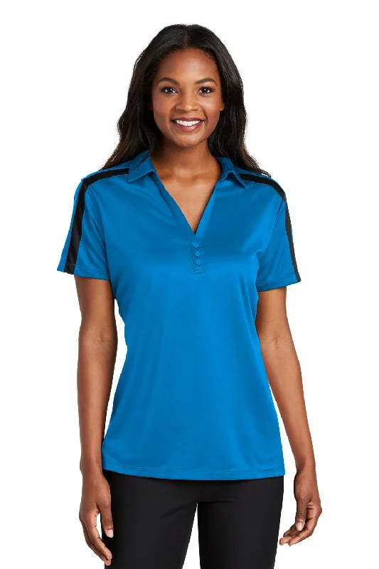 Port Authority Womens Silk Touch Performance Moisture Wicking Short Sleeve Polo Shirt - Brilliant Blue/Black Tough Women's Military - inspired Port Authority Womens Silk Touch Performance Moisture Wicking Short Sleeve Polo Shirt - Brilliant Blue/Black Tough Women's Military - inspired