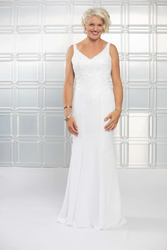 V Neckline Chiffon with Low Back and Lace Bodice Wedding Dresses Online - #1249 Refined Women's V Neckline Chiffon with Low Back and Lace Bodice Wedding Dresses Online - #1249 Refined Women's