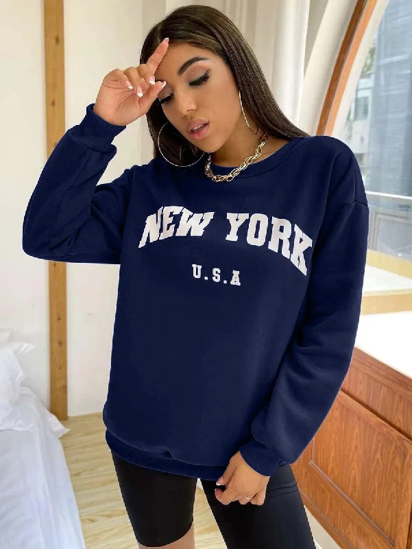 Women's Oversized Sweatshirt Navy Youthful Women's Anime - inspired