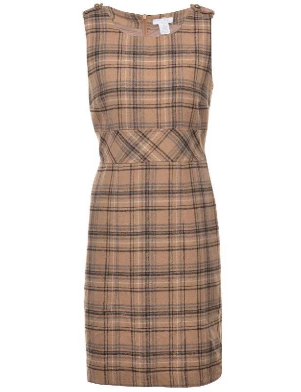 Checked Brown Dress - M Refined Women's 