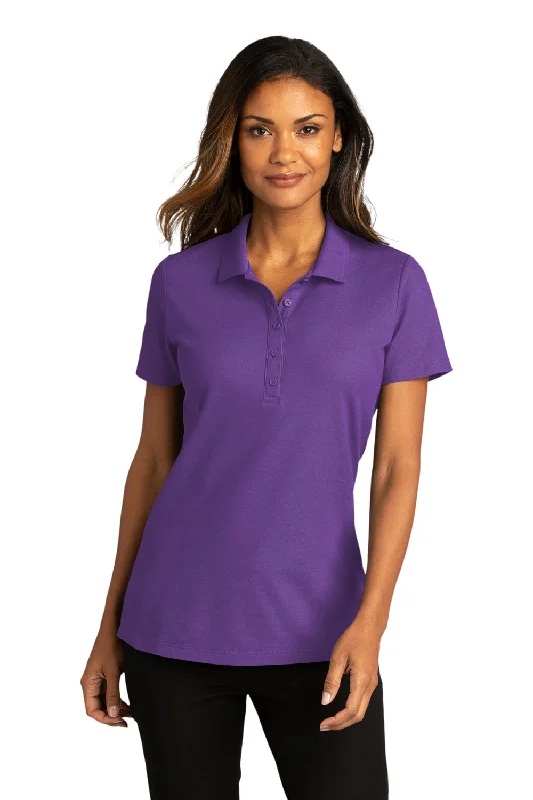 Port Authority Womens React SuperPro Snag Resistant Short Sleeve Polo Shirt - Purple Sleek Women's Metallic