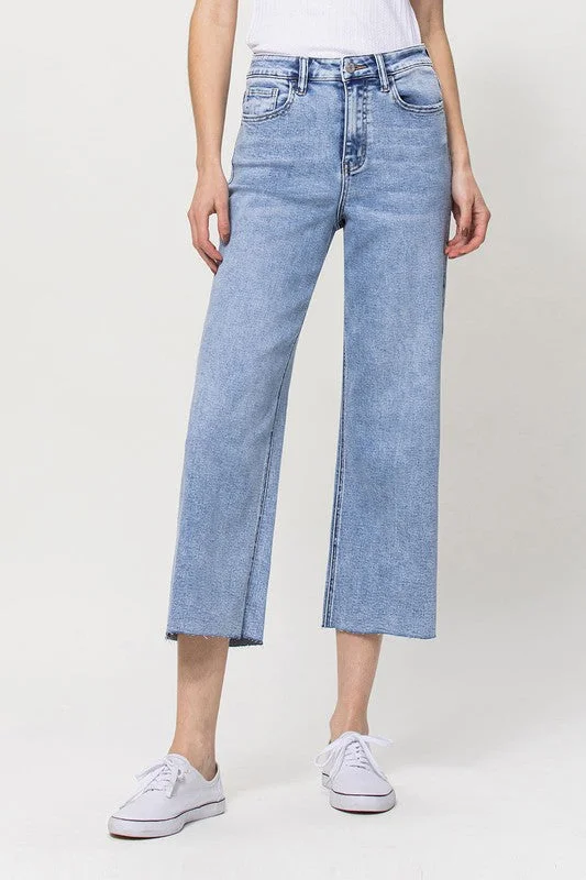Super High Rise Crop Wide Leg Jeans Monochromatic Office Style