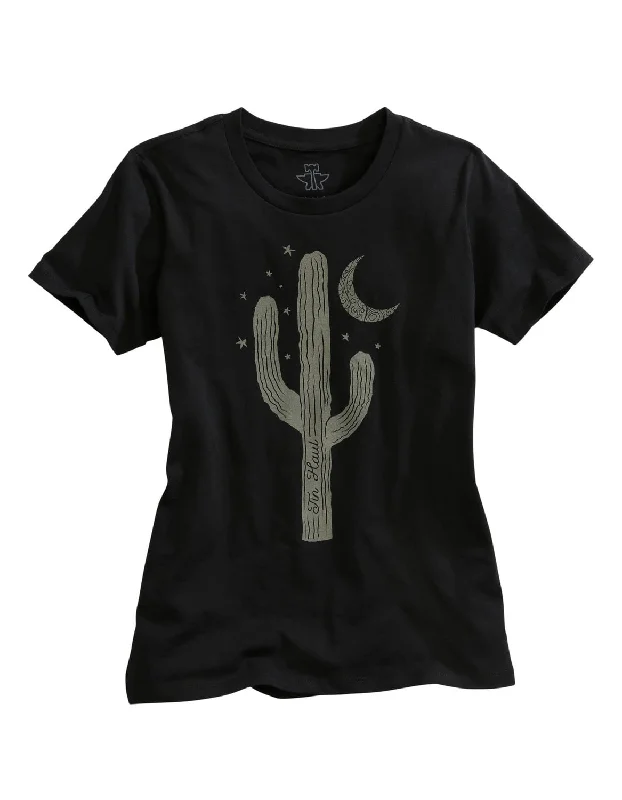 Tin Haul Womens Black 100% Cotton Single Cactus S/S T-Shirt Modern Women's 