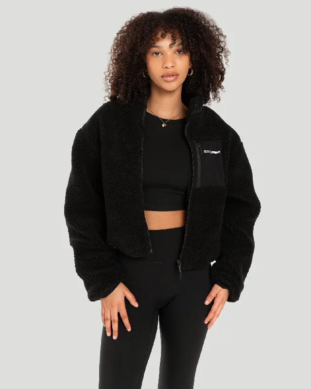 Registered Teddy Cropped Jacket - Black Streetwear Style for 