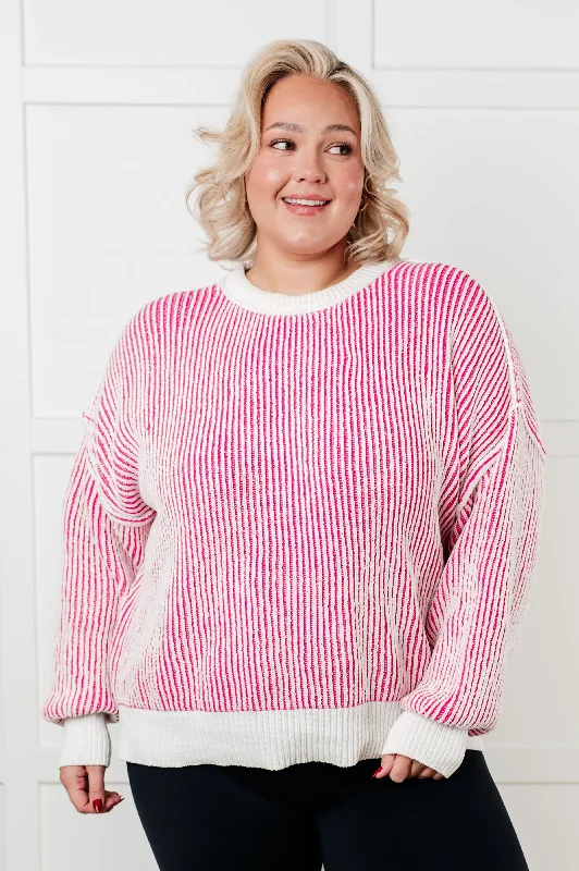 Least High Maintenance Contrast Trim Sweater in Pink Refined Women's 