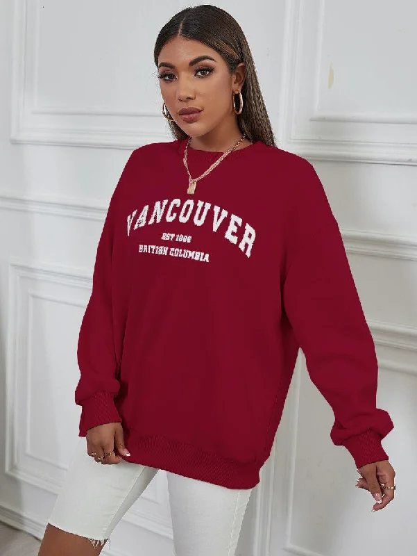 Women's Oversized Sweatshirt Maroon British Gentlewoman Style