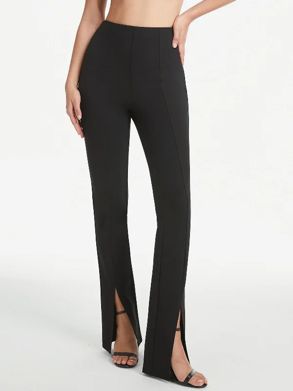 BerryBetty - High Waisted Seam Detail Flare Slit Leg Trousers Adventure