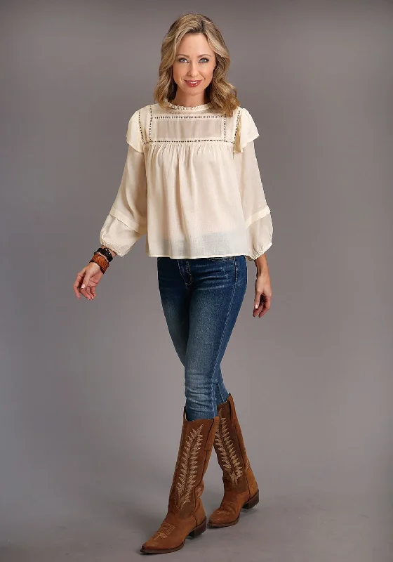 Stetson Womens Cream Rayon/Nylon Herringbone S/S Tunic Confident Women's Power