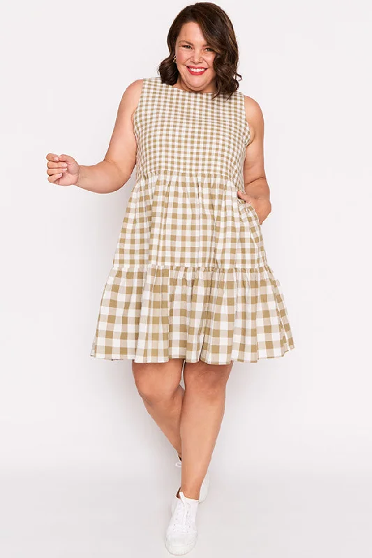 Joey Olive Gingham Dress Bold Women's Statement